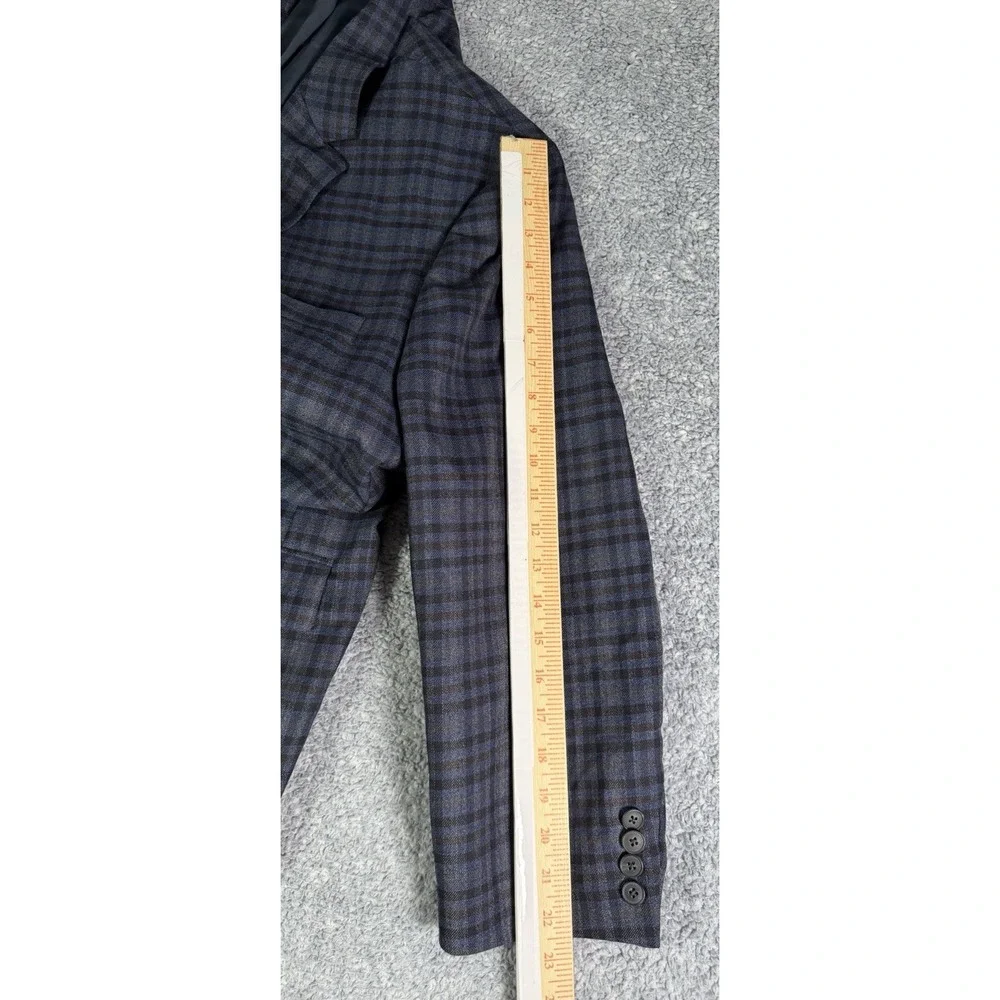 Jos. A. Bank Traveler Tailored Fit Stretch Blue Plaid Wool Jacket Blazer 48R